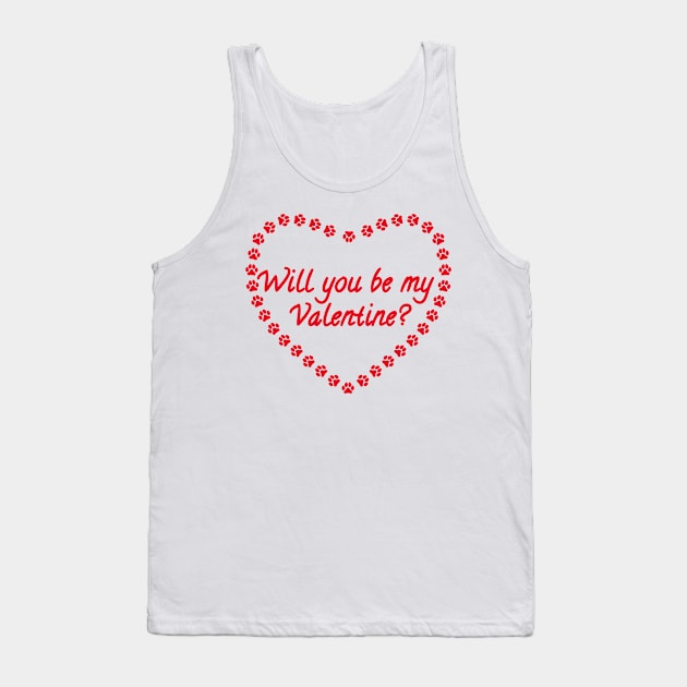 Will you be my Valentine? Red Heart Paw Print Tank Top by Designs_by_KC